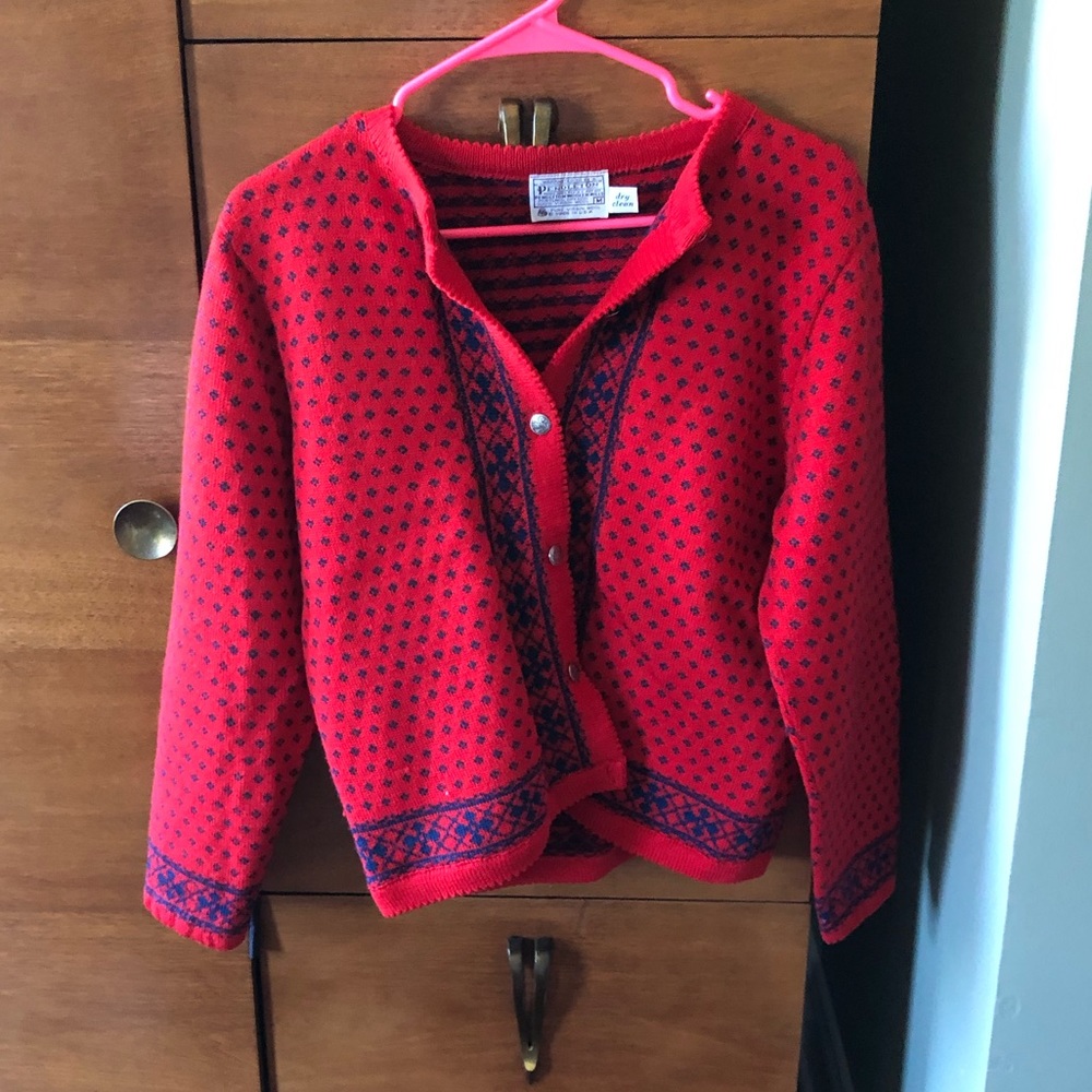 Vintage Pendleton Red Wool Sweater Cardigan